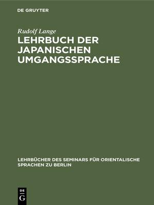 cover image of Lehrbuch der japanischen Umgangssprache